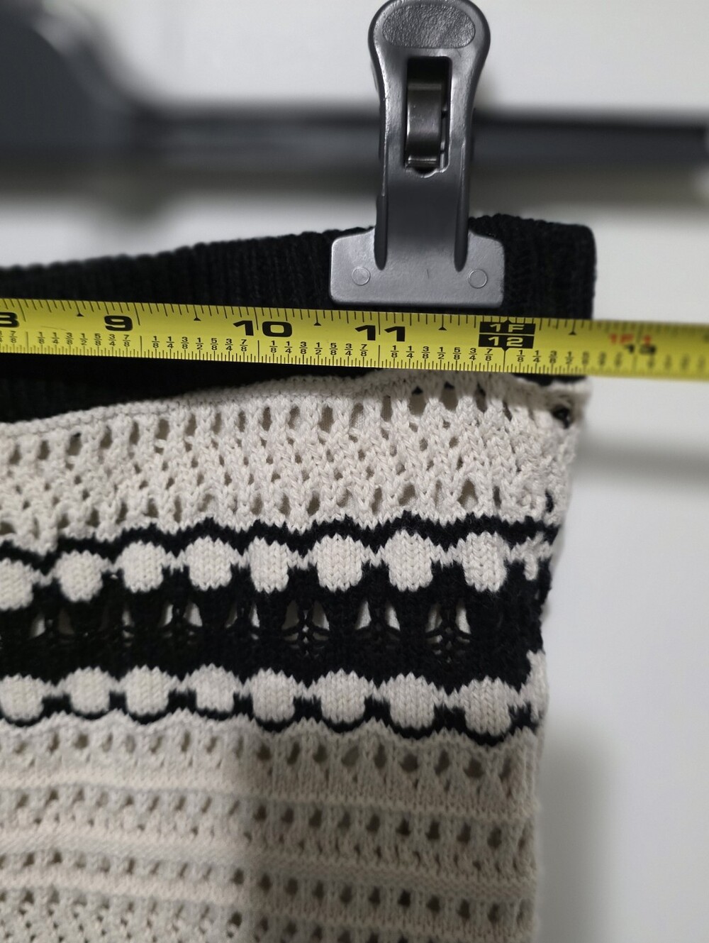 Sincerely Jules Black Cream Stripe Boho Crochet Chunky Knit Pull On Maxi Skirt - Picture 16 of 16